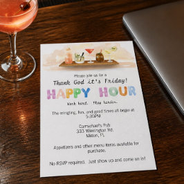 Farbenfrohe Happy Hour Einladung