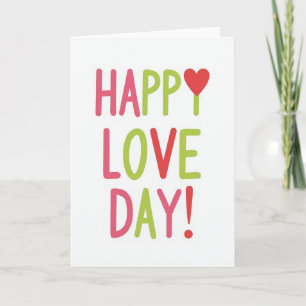 Farbenfrohe Happy Love Day Herzkarte Karte