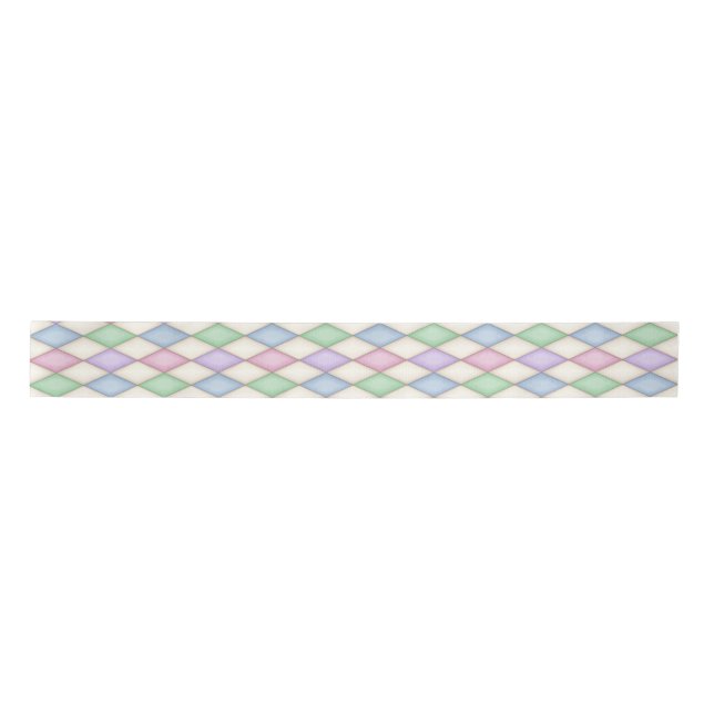 Farbenfrohe Harlequin Pattern Pastel Fairytale Satinband (Vorderseite)