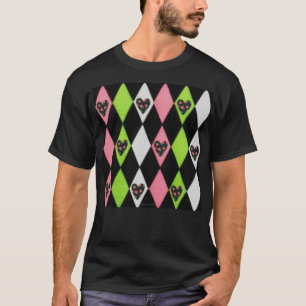 Farbenfrohe Harlequin Print mit Rose Herz T - Shir T-Shirt