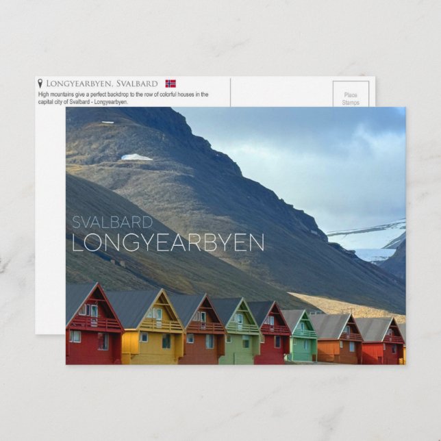 Farbenfrohe Häuser in Longyearbyen, Svalbard Postk Postkarte (Vorne/Hinten)
