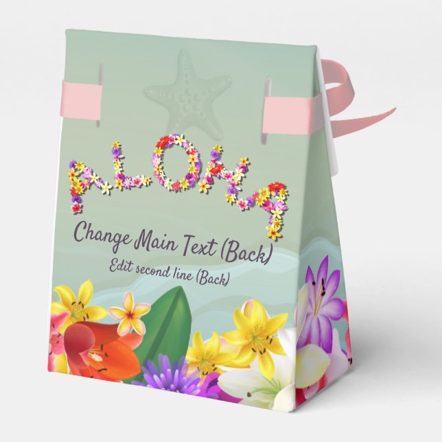 farbenfrohe Hawaiian Beach Hochzeit als Thema Geschenkschachtel (Rückseite)