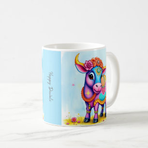 Farbenfrohe, heilige Diwali-Kühe in festlichen Ver Kaffeetasse