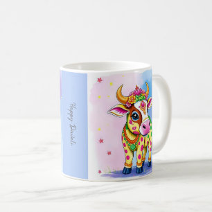 Farbenfrohe, heilige Diwali-Kühe in festlichen Ver Kaffeetasse