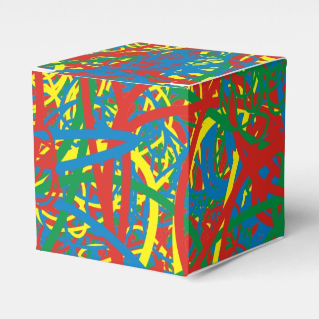 Farbenfrohe heiße Schlamassel rot-gelb-blau künstl Geschenkschachtel (Vorderseite)