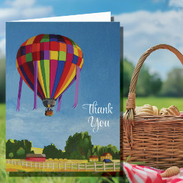 Farbenfrohe Heißluftballon Dankeskarte