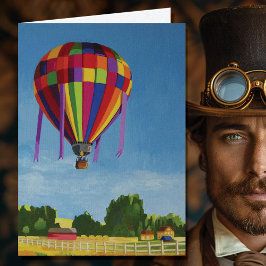 Farbenfrohe Heißluftballon Feiertagskarte