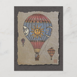 Farbenfrohe Heißluftballon Postkarte