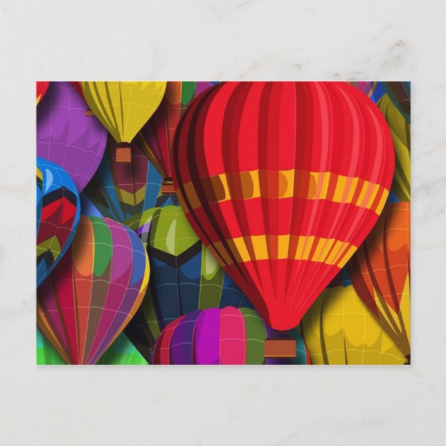 Farbenfrohe Heißluftballons Postkarte (Vorderseite)
