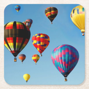 Farbenfrohe Heißluftballons Rechteckiger Pappuntersetzer