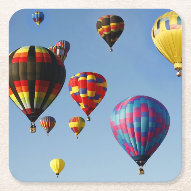 Farbenfrohe Heißluftballons Rechteckiger Pappuntersetzer (Vorderseite)