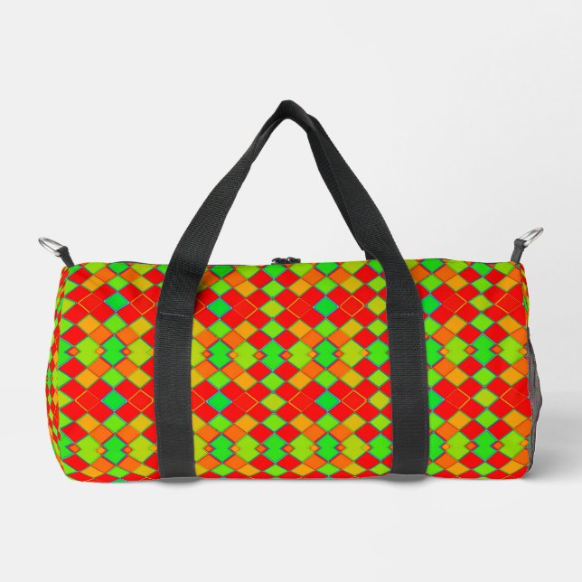 Farbenfrohe, helle Diamantformen auf Duffle Bag (Vorderseite)