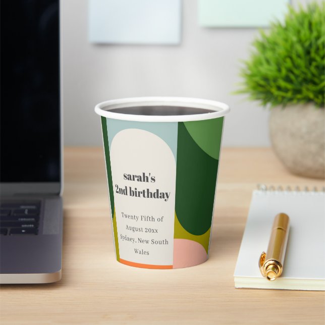 Farbenfrohe helle Groovy Retro Arche jedes Alter G Pappbecher (InSitu)