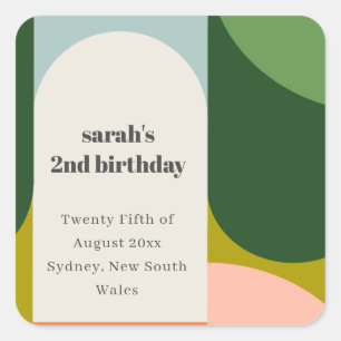 Farbenfrohe helle Groovy Retro Arche jedes Alter G Quadratischer Aufkleber