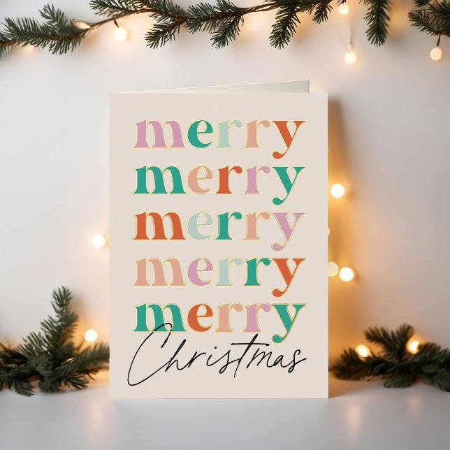 Farbenfrohe helle Moderne frohe Weihnachten (colorful, bright, modern Merry Christmas card with trendy typography.)