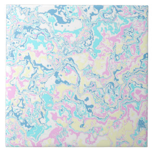 Farbenfrohe helle Pastel Groovy Boho Abstrakter Ma Fliese