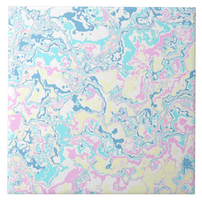 Farbenfrohe helle Pastel Groovy Boho Abstrakter Ma Fliese (Vorderseite)