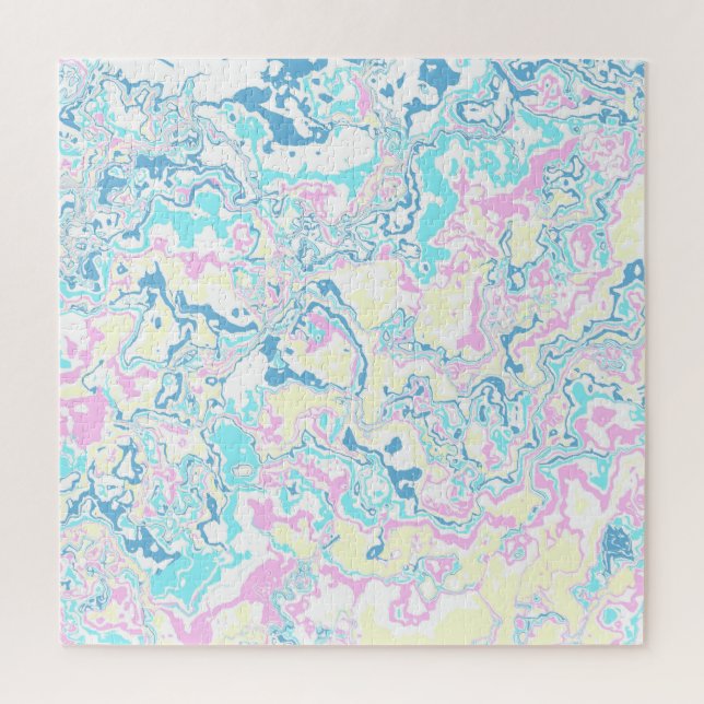 Farbenfrohe helle Pastel Groovy Boho Abstrakter Ma Puzzle (Vertikal)