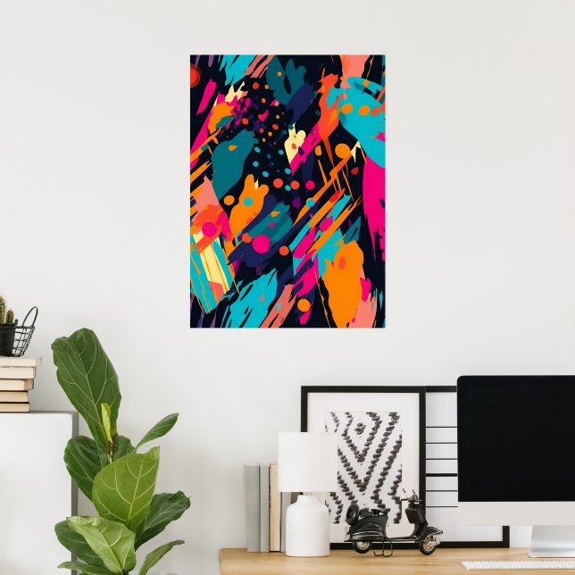 Farbenfrohe Helle Psychedelic Abstrakt Wall Print Poster (Heimbüro)