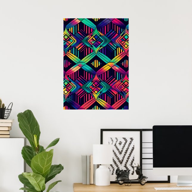 Farbenfrohe Helle Psychedelic Abstrakt Wall Print Poster (Heimbüro)