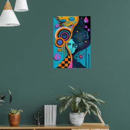 Farbenfrohe Helle Psychedelic Abstrakt Wall Print Poster