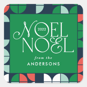 Farbenfrohe helle Weihnachten Weihnachtsgeometrie Quadratischer Aufkleber