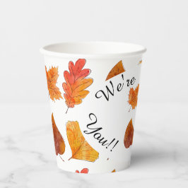 Farbenfrohe Herbst Blätter Feiertage Getränk Pappbecher