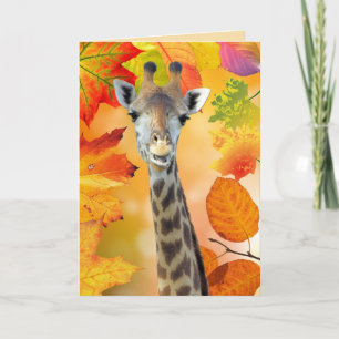Farbenfrohe Herbst/Herbst-Giraffe Karte
