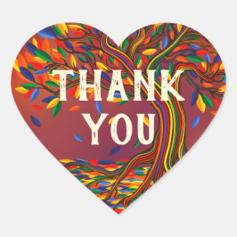 Farbenfrohe Herbstbaum fröhlich kühl Cool Danke Herz-Aufkleber