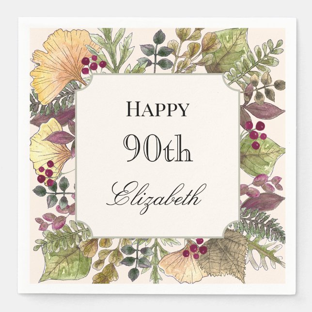 Farbenfrohe Herbstblätter 90. Geburtstag Serviette (Von Creator hochgeladen)