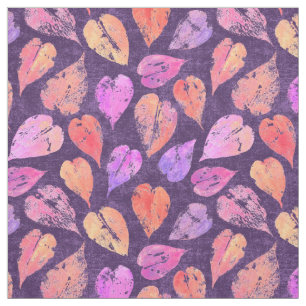 Farbenfrohe Herbstblätter auf violettem Muster Stoff