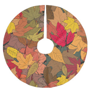Farbenfrohe Herbstblätter Polyester Weihnachtsbaumdecke