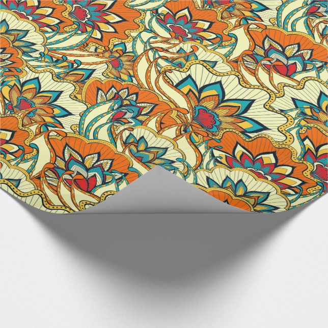 Farbenfrohe Herbstblumen Geschenkpapier (Ecke)