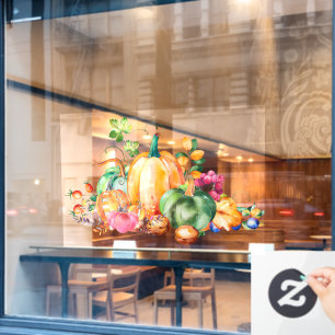 Farbenfrohe Herbsternte Display-Darstellung Fensteraufkleber