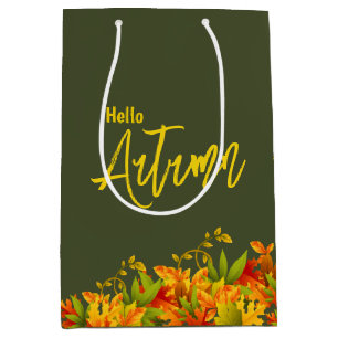 Farbenfrohe Herbstfallen Blätter Geschenktasche Mittlere Geschenktüte