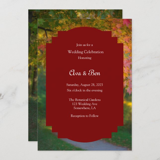 Farbenfrohe Herbstfeier Einladung (Vorne/Hinten)