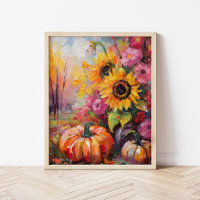 Farbenfrohe Herbstflorale und Pumpkins