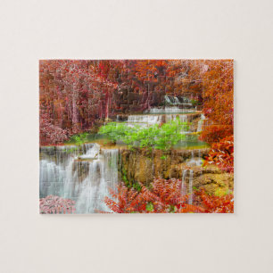 Farbenfrohe Herbstkulisse Seepromenade Puzzle