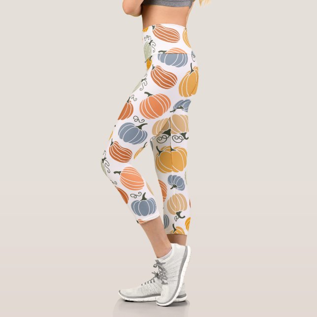 Farbenfrohe Herbstkuppeln Muster Capri Leggings (Links)