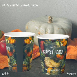 Farbenfrohe Herbstkurz und Kürbis Pappbecher