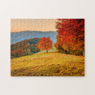 Farbenfrohe Herbstlandschaft Bäume Puzzle