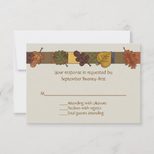 Farbenfrohe Herbstlaub, die die RSVP-Antwortkarte  RSVP Karte