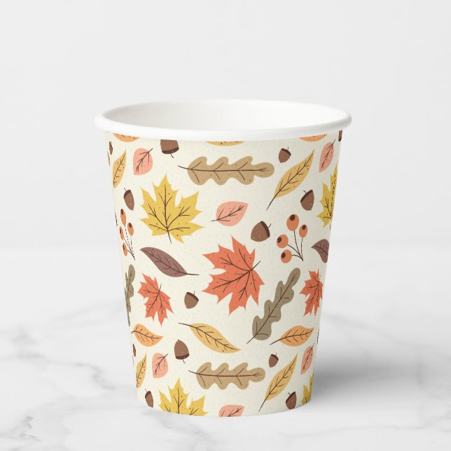 Farbenfrohe Herbstleaf-Fallmuster Pappbecher (Vorderseite)
