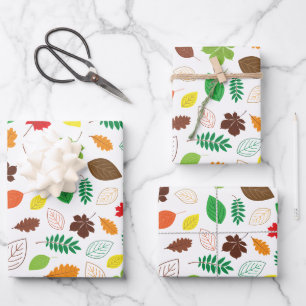 Farbenfrohe Herbstleaves Muster Geschenkpapier Set