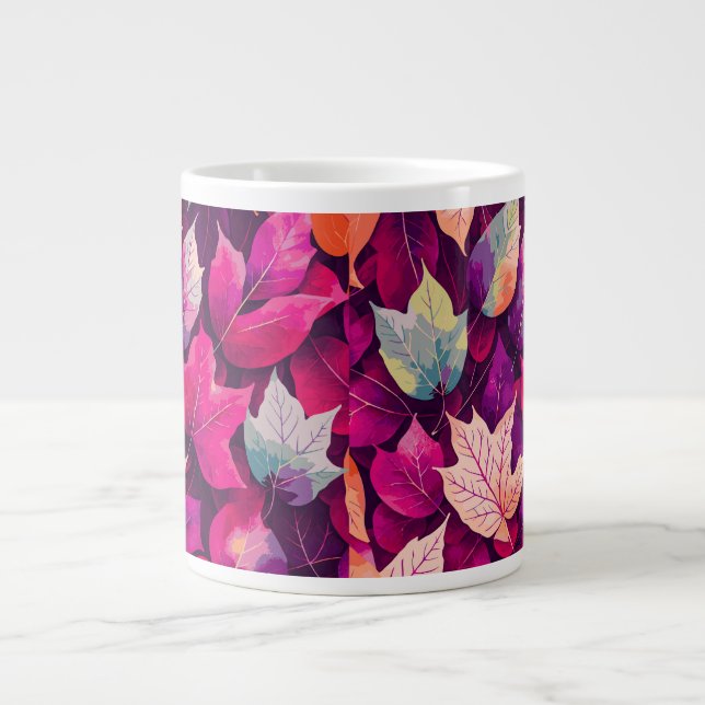 Farbenfrohe Herbstleaves Muster Jumbo-Tasse (Vorderseite)