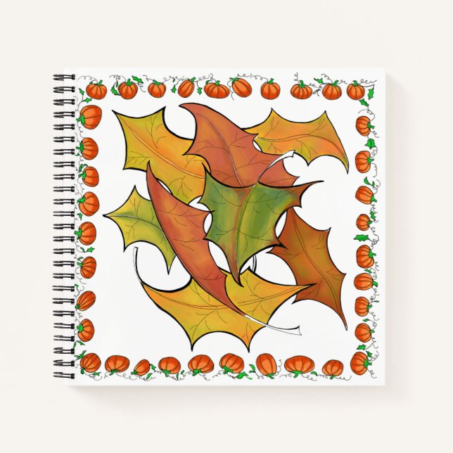 Farbenfrohe Herbstleaves Pumpkins Sketch Notizbuch (Vorderseite)