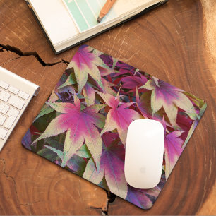 Farbenfrohe Herbstmaple Blätter Blumen Mousepad