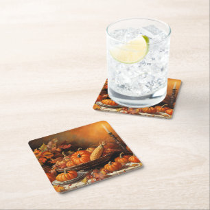 Farbenfrohe Herbstpumpen Rechteckiger Pappuntersetzer