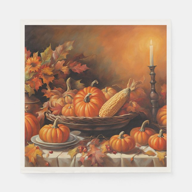 Farbenfrohe Herbstpumpen Serviette (Vorderseite)