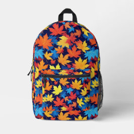 Farbenfrohe Herbstüberreste im dunkelblauen Hinter Bedruckter Rucksack